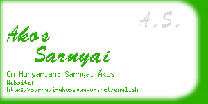 akos sarnyai business card